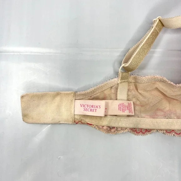Victoria Secret Padded Lace Demi Bra 34D Underwire Dream Angels Pink Beige - Picture 7 of 7